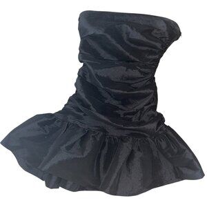 Do+Be Ruched Strapless Black Bubble Hem Cocktail Mini Dress Size Small
